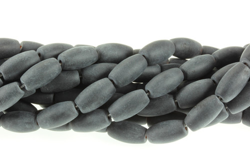 6x12mm Matte Black Onyx Obsidian Rice Beads 15.5" [u73m]