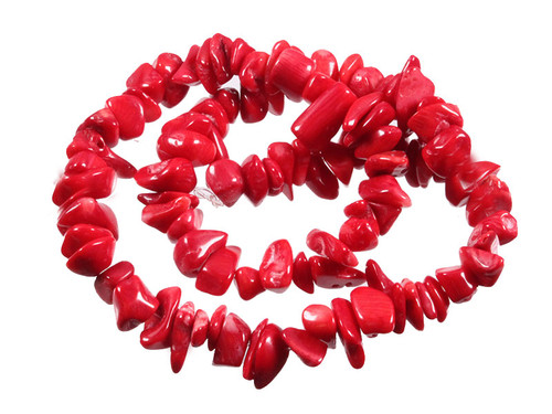 8-12mm Red Coral Chips 15.5" [cd39]