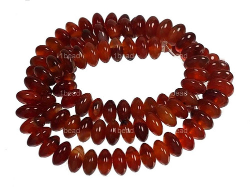 8mm Red Agate Rondelle Beads 15.5" heated [a318a]