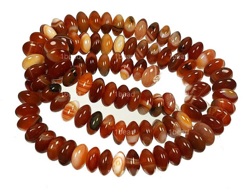 8mm Red Stripe Agate Rondelle Beads 15.5" heated [a318c]