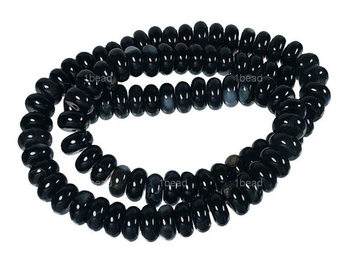 8mm Black Agate Rondelle Beads 15.5" natural [a318d]