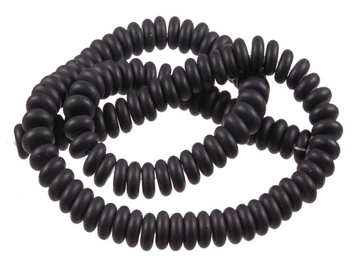 8mm Matte Black Onyx Obsidian Rondelle Beads 15.5" [u90m]