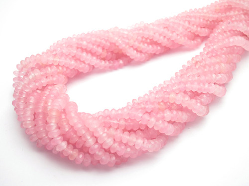 4mm Rose Quartz Faceted Rondelle Beads 15.5" dyed [sc1b1]