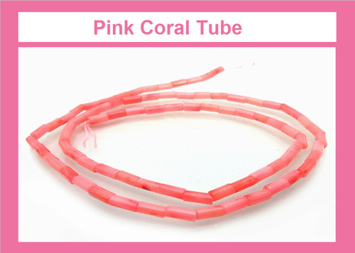 3x9mm Pink Coral Tube Beads 15.5" dyed [k15p]