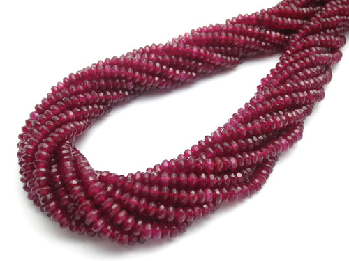 4mm Ruby Jade Faceted Rondelle Beads 15.5" dyed [sc1b76]