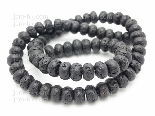 10mm Black Lava Rondelle Beads 15.5" natural [s409]