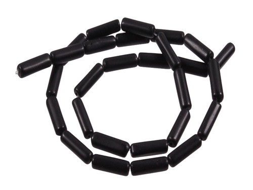 4x13mm Matte Black Onyx Tube Beads 15.5" [u78m]