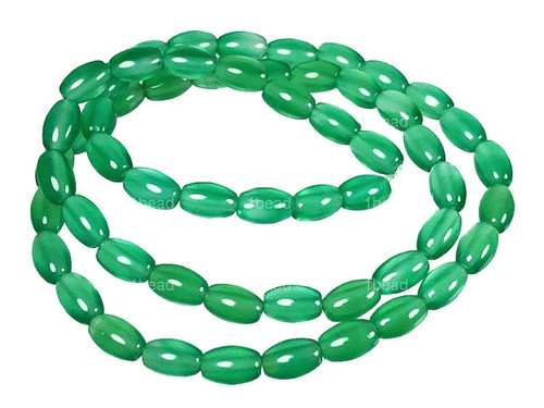4x6mm Green Stripe Agate Rice Beads 15.5" dyed [a214e]