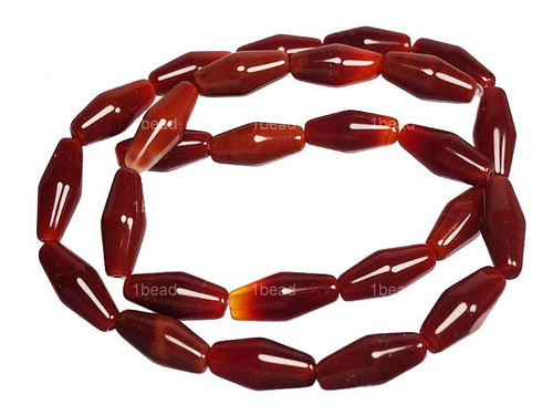 6x15mm Red Agate Oval Faceted Beads 15.5" heated [a416a]