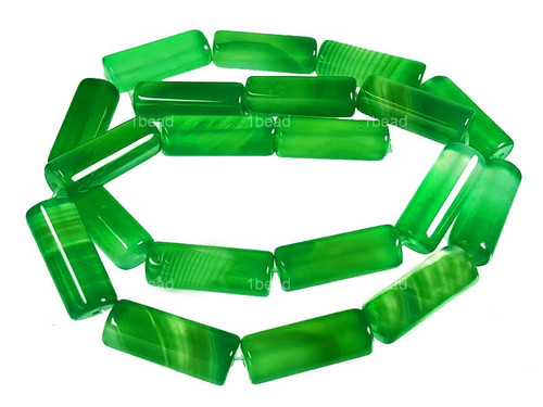 8x20mm Green Stripe Agate Tube Beads 15.5" dyed [a118c]