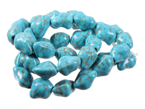 13-15mm Turquoise Nugget Beads 15.5" stabilized [t9b13]