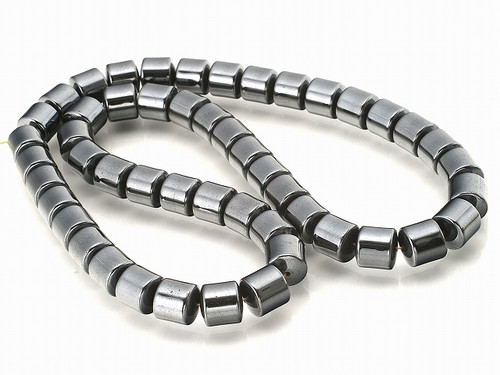 6mm Hematite Drum Beads 15.5" synthetic [h8]