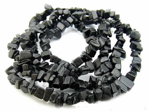 8-12mm Onyx Obsidian Chips 36" [c3b65]