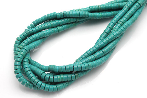 4mm Tibetan Turquoise Heishi Beads 15.5" stabilized [t3c4h]