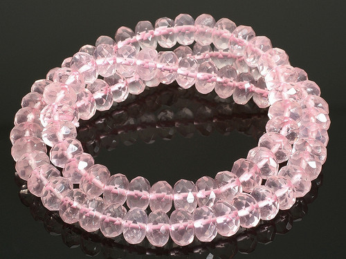 6mm Rose Quartz Faceted Rondelle Beads 15.5" dyed [sc2b1]