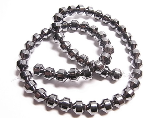 6mm Hematite Double Cone Beads 15.5" synthetic [h19]