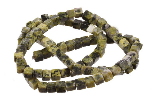 4x4mm Yellow Serpentine Cube Beads 15.5" natural [s1b33-4c]