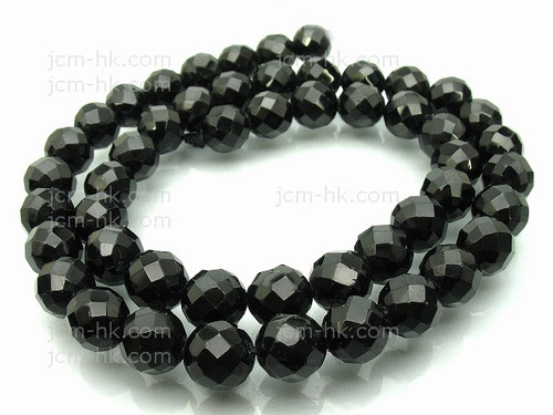 8mm Onyx Obsidian Faceted Round Beads 15.5" [c8b65]