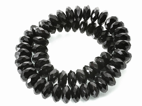 6x4mm Onyx Obsidian Faceted Rondelle Beads 15.5" [sc2b65]