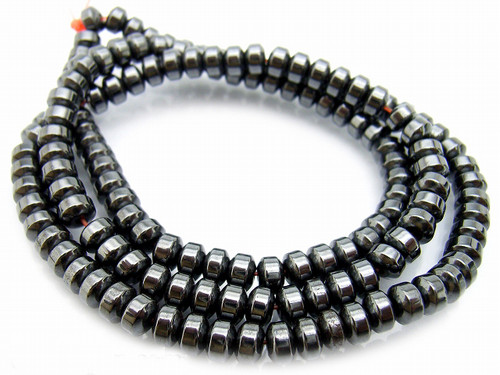 6mm Hematite Drum Beads 15.5" synthetic [h20]
