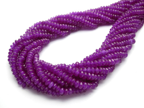 4mm Purple Jade Faceted Rondelle Beads 15.5" dyed [sc1b72]
