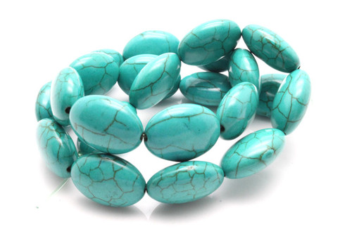 10x14mm Tibetan Turquoise Oval Beads 15.5" stabilized [t7c10]