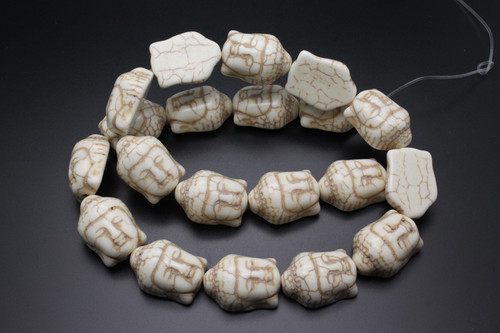 15x20mm White Turquoise Buddha Beads 15.5" stabilized [ts144]