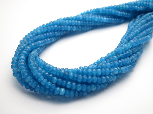 4mm Aqua Jade Faceted Rondelle Beads 15.5" dyed [sc1c56]