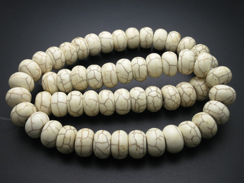 12mm White Turquoise Rondelle Beads 15.5" stabilized [t3w12]