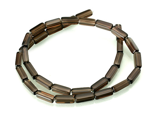 4x13mm Smoky Topaz Tube Beads 15.5" synthetic [u78a8]