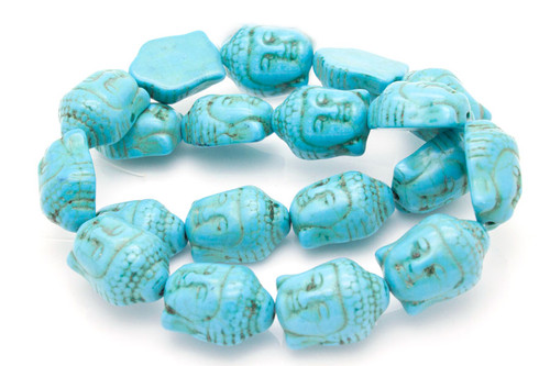 15x20mm Blue Turquoise Buddha Beads 15.5" stabilized [ts143]