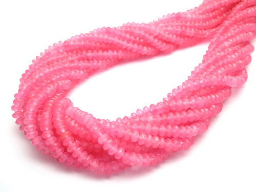 4mm Pink Jade Faceted Rondelle Beads 15.5" dyed [sc1c60]