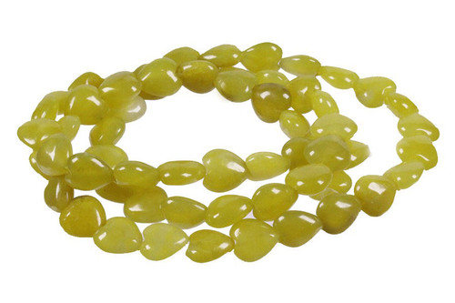 8mm Olivine Agate Puff Heart Beads 15.5" natural [s375a]