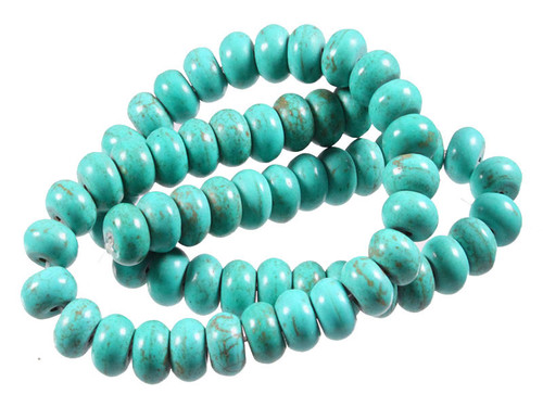 10mm Blue Turquoise Rondelle Beads 15.5" stabilized [t3b10]