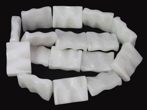 18x25mm Snow Jade Rectangle Carved Beads 15.5" natural [wa300]