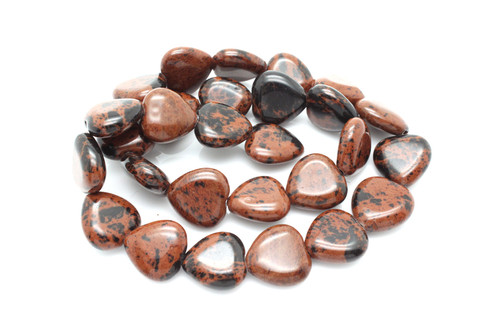 14mm Mahogany Obsidian Heart Beads 15.5" natural [s518]