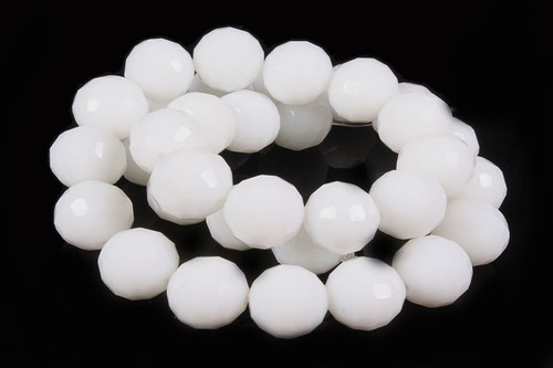 12mm White Agate Faceted Round Beads 15.5" natural [c12b98]