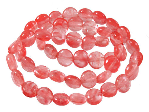 8mm Cherry Quartz Coin Beads 15.5" synthetic [wa245]