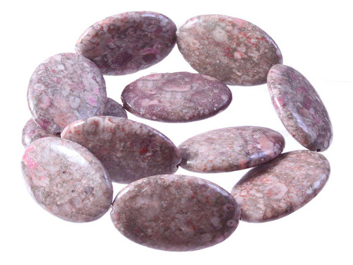 25x35mm Fossil Jasper Oval Beads 15.5" natural [wa123]