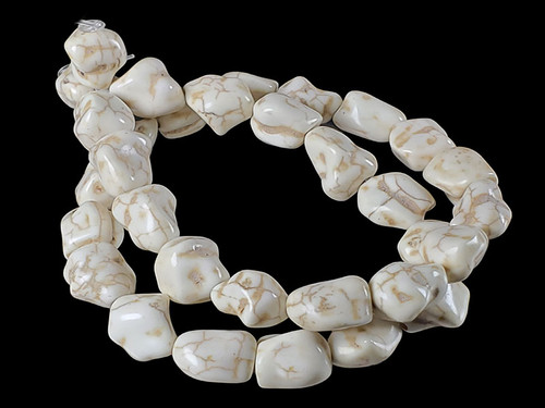 11-14mm White Turquoise Nugget Beads 15.5" stabilized [t9w12]