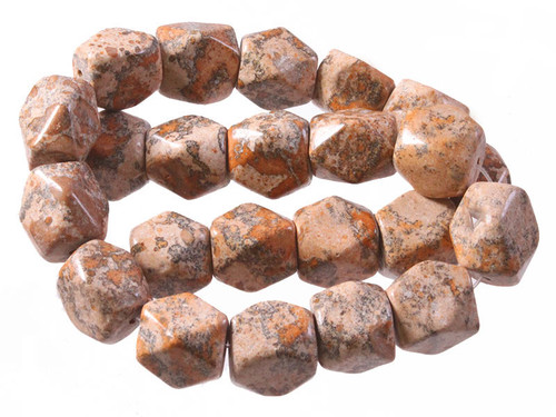 14x16mm Leopard Skin Faceted Oblong Beads 15.5" natural [wa271]