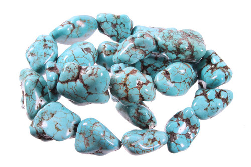17-18mm Turquoise Nugget Beads 15.5" stabilized [t9b18]