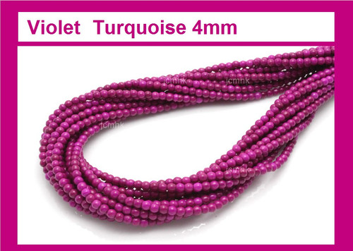 4mm Violet Magnesite Round Beads 15.5" [4te]