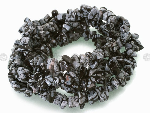 8-12mm Snowflake Obsidian Chips 15.5" [cb25]