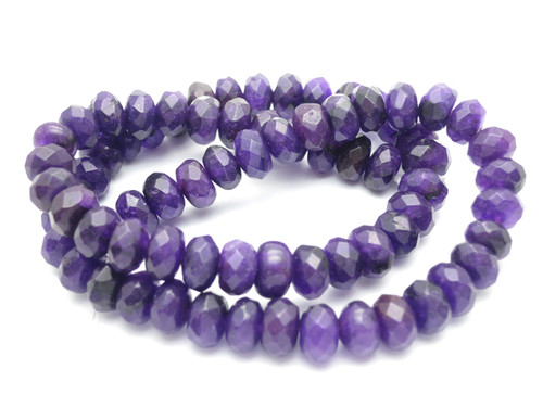8mm Amethyst Faceted Rondelle Beads 15.5" synthetic [cr8d11]