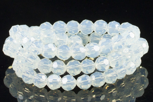 4mm Moonstone Opalite Faceted Round Beads 15.5" synthetic [c4a43]