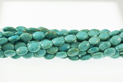 10x14mm Blue Turquoise Oval Beads 15.5" stabilized [t7b10]