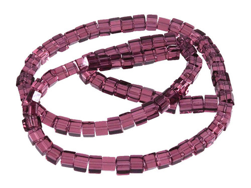 4x4mm Amethyst Cube Beads 15.5" synthetic [u71a6]