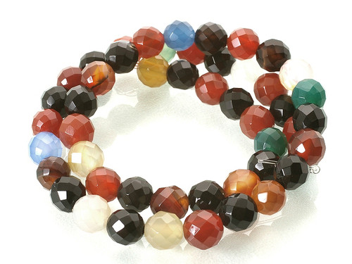 4mm Mix Agate Faceted round beads 15.5" natural [c4d29]