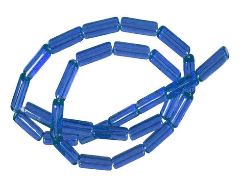 4x13mm Aquamarine Tube Beads 15.5" synthetic [u78a34]
